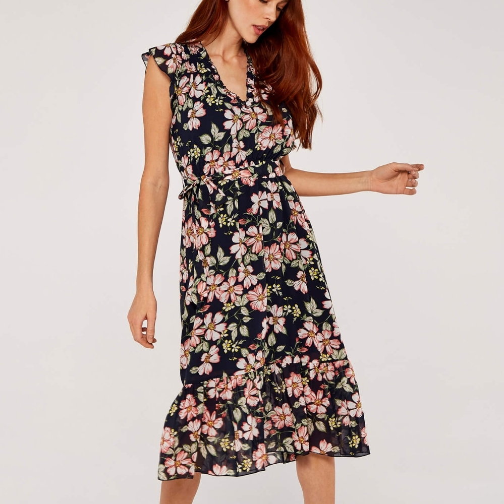 Flutter Shoulder Floral Dress